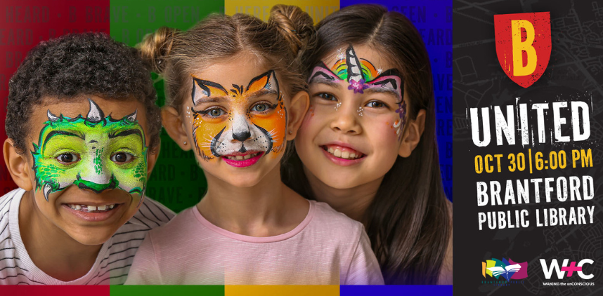 photo of three children with facepainting